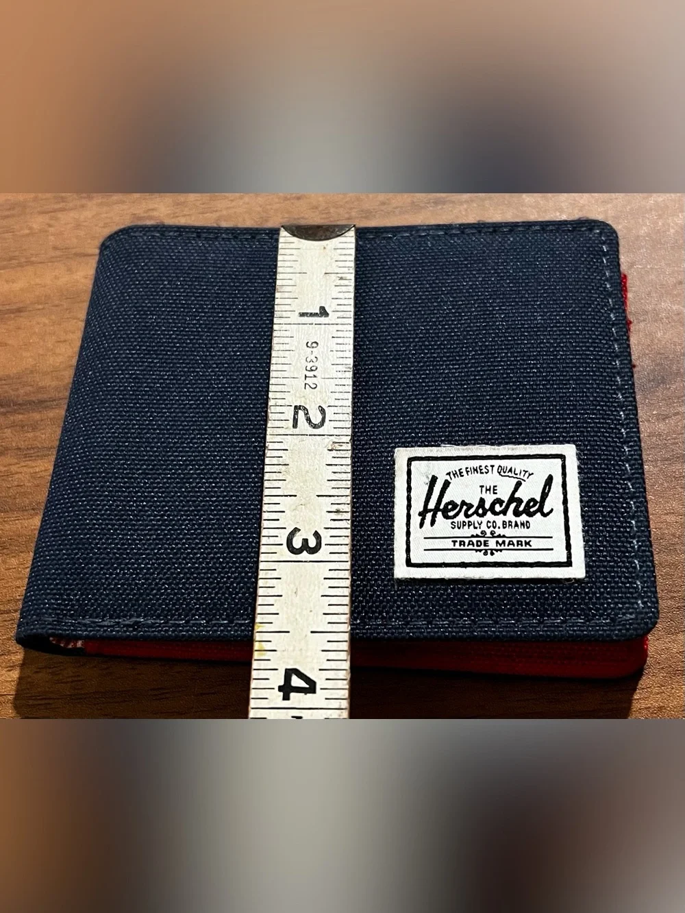Herschel Supply Co. Original Canvas Roy RFID Bifold Navy Wallet Red Interior